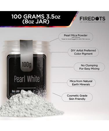 FIRE DOTS Pearl White Mica Powder - 100g Jar for Epoxy Resin & Soap/Candle Making - Buy Online on GoSupps.com