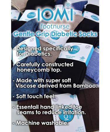 IOMI 6 Pair Mens Bamboo Diabetic Socks - Navy Blue Crew Non Binding Seamless Socks 7-12 - Buy Online on GoSupps.com