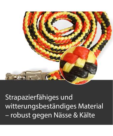 Leading Knit with Panic Hooks for Horses Ponies Shetland and Donkeys - 1.60m Stylish Designs in Black-Red-Yellow - Buy Online on GoSupps.com
