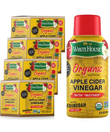 White House Organic Apple Cider Vinegar Shots Raw Unfiltered On the Go (Organic Pack of 24) Organic Apple Cider Vinegar 2 Ounce (Pack of 24)