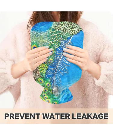 Naanle 2L Transparent Hot Water Bottle - Large Pfauenfedern Design for Heat & Cold Therapy | Ideal for Pain Relief & Comfort - Buy Online on GoSupps.com