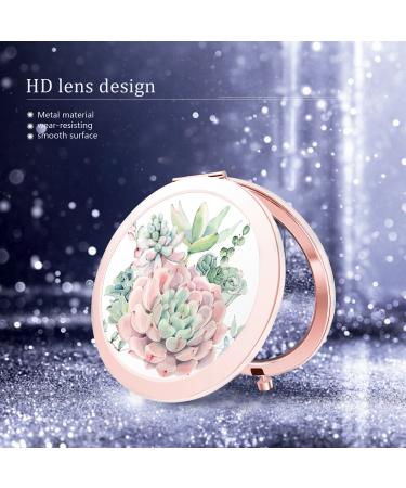 Customized Rose Gold Cactus Compact Mirror - Foldable Mini Makeup Mirror with 1x&2x Magnification for Travel Purse - Gift Idea - Buy Online on GoSupps.com