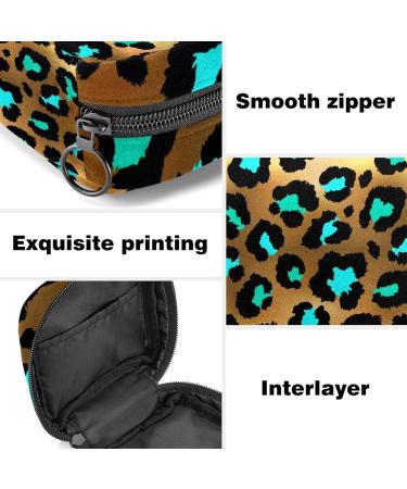 Golden Leopard Pattern Menstruation Pad Bag with Zipper | Stylish Women's Napkin & Tampon Organizer - Buy Online on GoSupps.com