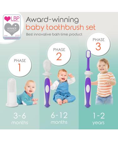 Cherish Baby Care Baby Toothbrush 0-2 Years - Safety-Tested & BPA-Free 3-Pack (Finger Toothbrush Baby Silicone Toothbrush Baby and Toddler Toothbrush) - Baby's First Toothbrush Kit (Purple) Purple Babies - Buy Online on GoSupps.com