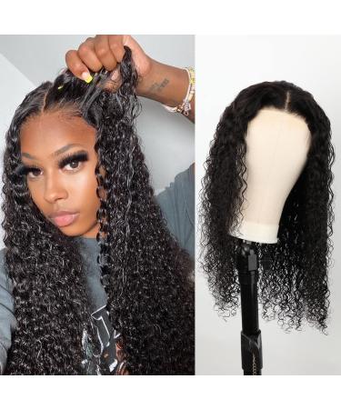 BLY Glueless Wear and Go Lace Front Wigs Human Hair for Women Deep Wave Curly Wig No Glue Ready to Wear 4x4 Lace Pre Cut Wig Pre Plucked with Baby Hair 180% Density Natural Hairline 18 Inch 18 Inch 4x4 Wear&Go Wig