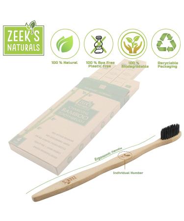 Pack of 4 Bamboo Charcoal Toothbrushes with Numbered Handles - Eco-Friendly & Biodegradable - Buy Online on GoSupps.com