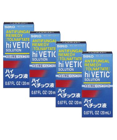 Sato Hi VETIC Antifungal Remedy Athlete's Foot Treatment Jock Itch Tolnaftate Solution 0.67 fl. oz. (Pack of 4)