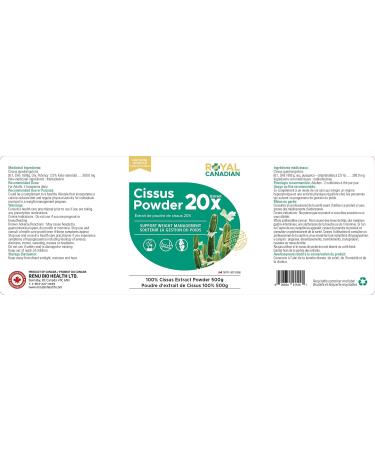 100% Cissus Powder 20X Extract Cissus Quadrangularis Appetite Control Enhanced Recovery Weight Loss Support by Royal Canadian 500g Unflavored 500 g (Pack of 1) - Buy Online on GoSupps.com