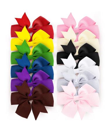 Sibba 3 Inch Clips Headpiece Hair Accessories 12 Pcs Easter Party Little Bow Clip Multi-colored Barrettes Kawaii Fabric Ribbons Grosgrain Alligator Headwear Casual Wear Women Girl Toddler Kid Baby