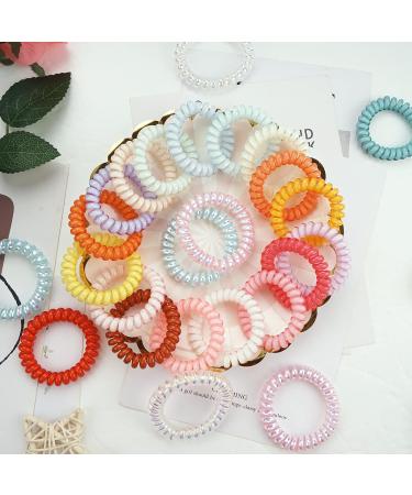 Spiral Hair Ties 26 Pcs - No Crease Phone Cord Elastic Hair Ties in Candy Colors - Colorful Ponytail Holders for Women and Girls - Buy Online on GoSupps.com