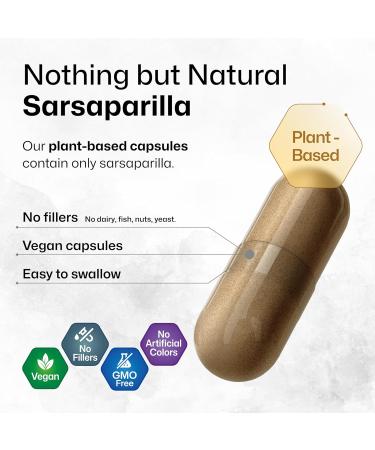 BIO KRAUTER Sarsaparilla Root Capsules - 1000 mg Strength - 250 Vegan Sarsaparilla Extract Caps - No Fillers - Buy Online on GoSupps.com