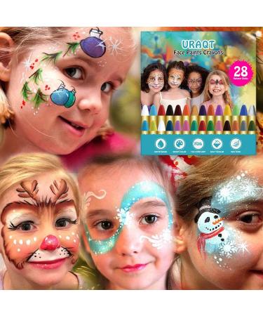 URAQT Face Paint Crayons - 28 Colors Non-toxic Body Painting Kit for Kids, Halloween Makeup, Christmas Party - Safe & Easy to Use - Buy Online on GoSupps.com