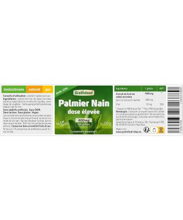Greenfood Dwarf Palm 400 mg high dose extract (75%) 120 capsules - no artificial additives. No genetic engineering. Vegan. - Buy Online on GoSupps.com