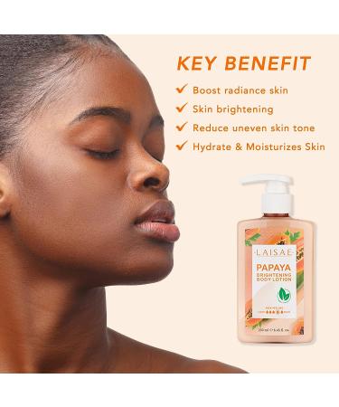 Papaya Skin Brightening Body Lotion with AHA, Vitamin E & Cocoa Butter - Vegan Formula for Smoother, Even Skin Tone (8.45 Fl Oz) - Buy Online on GoSupps.com