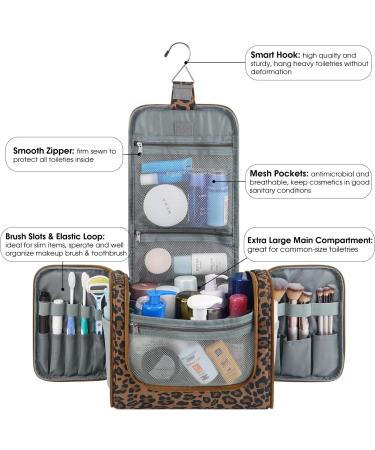 Large Hanging Toiletry Wash Bag Travel Makeup Cosmetic Organizer for Men Women by WANDF (Brown Leopard) - Buy Online on GoSupps.com