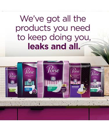 Poise Incontinence Pads for Women, Light Absorbency, Long Length, 96 Count - 4 Packs, Packaging May Vary - Buy Online on GoSupps.com