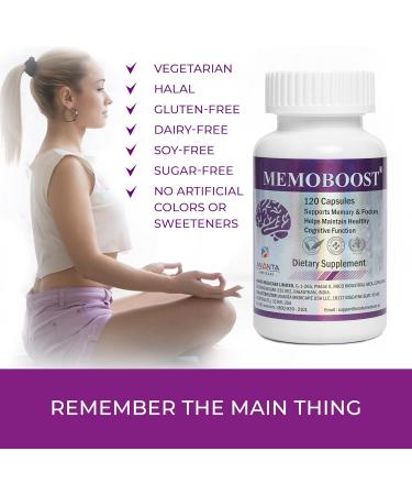 MEMOBOOST Memory Supplement - Natural Brain & Clarity 120 Capsules jar 120 - Buy Online on GoSupps.com