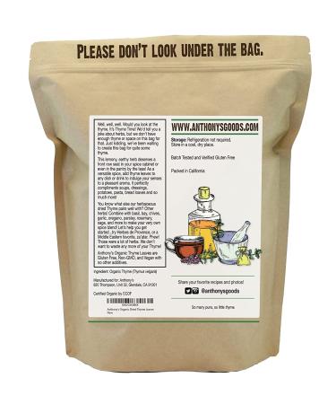 Anthony's Organic Dried Thyme Leaves 8 oz - Gluten Free, Non Irradiated, Non GMO - Buy Online on GoSupps.com