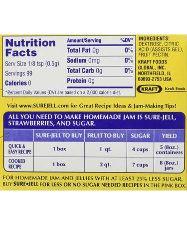 Sure Jell Premium Fruit Pectin 1.75 oz - 2 Pack - 100% Natural for Jams & Jellies - Buy Online on GoSupps.com