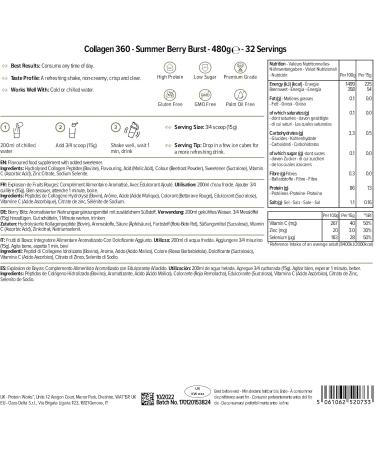 Protein Works - Collagen 360 Supplement Powder Types I & III High Protein Summer Berry Burst 480g 32 Servings - Buy Online on GoSupps.com