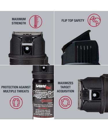 SABRE Crossfire Pepper Gel  Deploys At Any Angle  Maximizes Target Acquisition Against Multiple Threats  Belt Clip For Easy Carry  Flip Top Safety  Maximum Police Strength OC Spray  18 Bursts - Buy Online on GoSupps.com