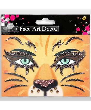 Animal Face Sticker Set - Leopard Tiger Lion Giraffe | Floral Festival & Halloween Body Paint Decoration | 4 Sheets for Stage Performance - Buy Online on GoSupps.com