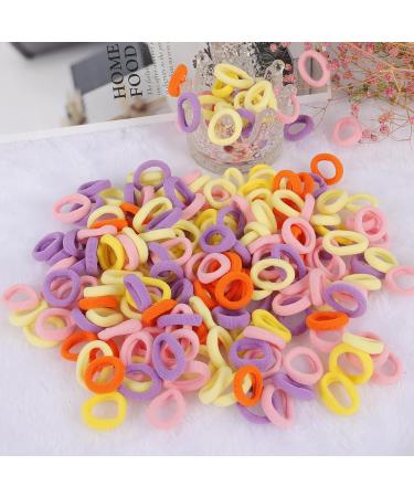 FiHodone 200 Small Hair Ties for Girls - 2cm Soft Rubber Braid Bands | Mini Colored Hair Jewelry (Yellow & Pink) - Perfect for Children - Buy Online on GoSupps.com