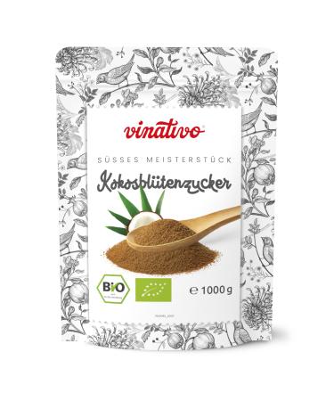 Vinativo coconut blossom sugar organic - 1kg - Alternative to household sugar - nutrient -rich sugar alternative - from controlled organic cultivation 1 kg (1 Pack)