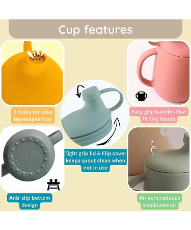 Silicone Sippy Cup for Baby | 6m+ | 8oz | Safe & Sustainable (Pink) - Buy Online on GoSupps.com