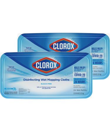 Clorox Disinfecting Wet Mopping Cloths, Rain Clean, 24 Wet Refills (Pack of 2)