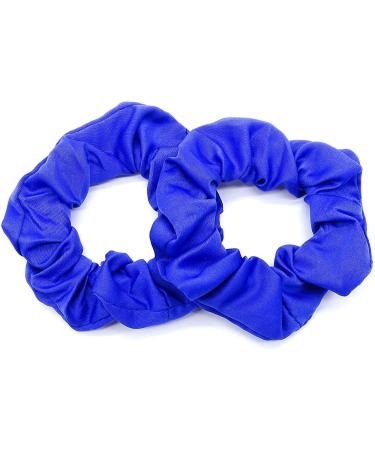 storm_store Pair Of 2 Small Size Satin Scrunchies In Bright Vibrant Colours (Royal Blue)