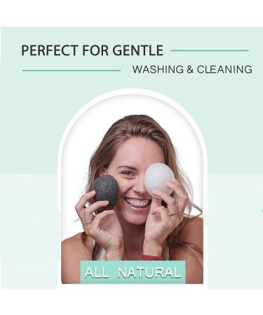 Konjac Sponge with Activated Charcoal - 100% Natural Eco-Friendly Facial Exfoliating Sponge for Acne Relief - Buy Online on GoSupps.com