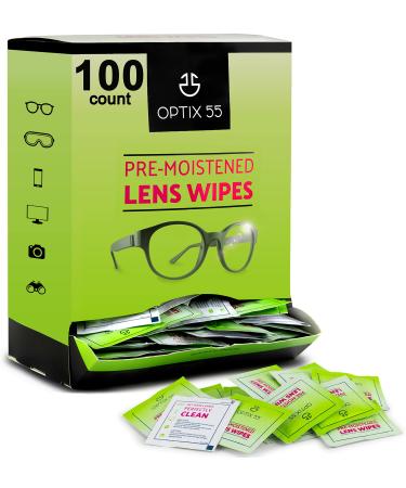Eyeglass Cleaner Lens Wipes - 100 Pre-Moistened Individual Wrapped Eye Glasses Cleaning Wipes | Glasses Cleaner Safely Cleans Glasses, Sunglasses, Phone Screen, Electronics & Camera Lense| Streak-Free