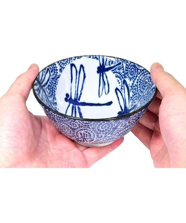 Mino Ware Japanese Dragon Fly Design Rice Bowls - Set of 4, 2.5 inch 8.4oz bowls for Ramen, Noodle Soup, Salad, and Pasta - Buy Online on GoSupps.com
