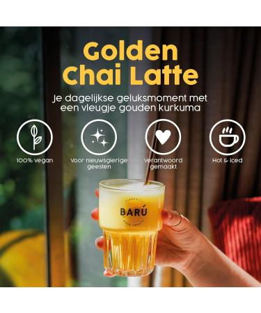 Bar Bar Golden Chai Latte Pack of 4 x250g Instant preparation with black tea spices & turmeric 48 cups Vegan natural without artificial flavors Handmade in Belgium - Buy Online on GoSupps.com