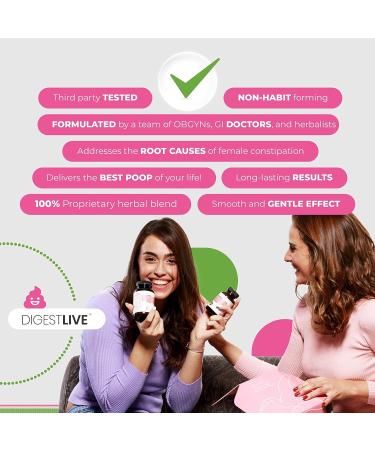 DigestLive Herbal Laxatives for Women - Natural Constipation Relief and Daily Digestive Supplement - Colon Cleanse and Detox - Vegan, Gluten and GMO Free - 100 Capsules - Buy Online on GoSupps.com