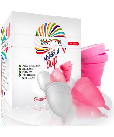 Talisi Reusable Menstrual Cups Set of 2 | Collapsible Silicone Cups with Sterilizing Cup | Tampon & Pad Alternative | Regular & Heavy Flow Period Cup - Buy Online on GoSupps.com