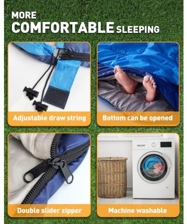 XL Queen Size Double Sleeping Bag for Two | Youth & Adult Camping & Backpacking | Cold & Warm Weather | With Pillow & Internal Pocket - Buy Online on GoSupps.com