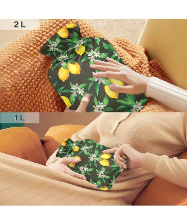 Lemon Hot Water Bottle with Cover | 1L Small Hot Water Bag for Pain Relief | BPA Free Heat & Cold Therapy - Buy Online on GoSupps.com