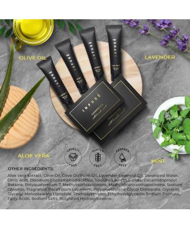 Infuse Black Amenity & Accessory Kit | 1 oz Travel Size Shampoo Conditioner Lotion Body Wash Body Bar 2 Cleansing Bar Shave & Dental Sets Make-Up Remover Wipes & Vanity Kit | 1 set per case 5 PIECES (BOXED WITH ACCE  - Buy Online on GoSupps.com