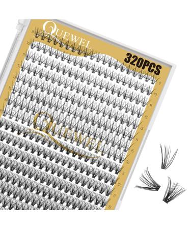 Individual eyelashes QUEWEL cluster lashes 320 pieces of single eyelash extensions 0.07d curl 20d+30d single cluster eyelashes Natural DIY eyelash extension Mix9-16mm at home (20d+30d 07d Mix9-16mm) 1 piece (1 Pack) 20d+30d-07d mix 9-16mm
