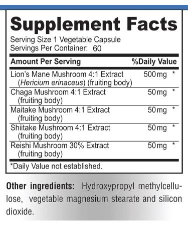 YUMMYVITE Lions Mane Mushroom Complex - 60 Capsules for Brain Health, Focus, and Immune Support - Buy Online on GoSupps.com