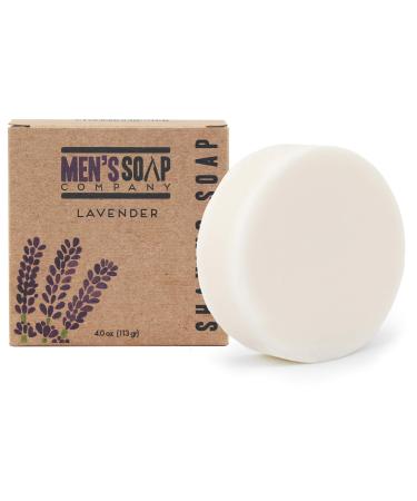 Mens Soap Company Shaving Soap for Men and Women 4.0 oz Refill Puck Made With Natural Vegan Plant Ingredients - Shea Butter & Vitamin E Create Thick Shave Soap Lather for Skin Protection, Lavender 4 Ounce (Pack of 1)
