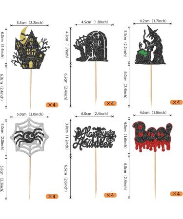 Rsstarxi 24 Pack Halloween Cupcake Toppers Glitter Tombstones Spider Boo Ghost Witch Cupcake Picks Skull Bat Happy Halloween Cake Decoration for Horror Halloween Baby Shower Birthday Party Decorations Design 25 - Buy Online on GoSupps.com