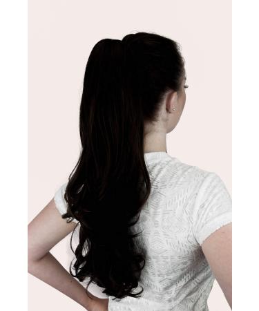 Bombshell Hair Extensions 20"Long Curly Synthetic Ponytail Extension Clip In/On Claw Hair Piece Drawstring (M01 JET BLACK)