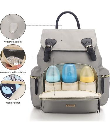 VS VOGSHOW Diaper Bag Backpack: Stylish & Durable Gray Maternity Nappy Bag - Buy Online on GoSupps.com