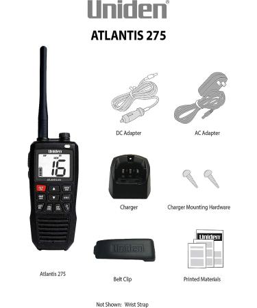 Uniden Atlantis 275 VHF Marine Radio - Waterproof, 6-Watt, Dual-Color Screen, NOAA Alerts - Buy Online on GoSupps.com
