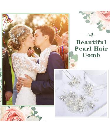 Bride Wedding Hair Pins Set - Rhinestone Clips & Pearl Combs | Elegant Bridal Hair Accessories for Women Girls | 3 Types in Silver - Buy Online on GoSupps.com