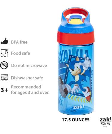 Zak Designs Sonic the Hedgehog Kids Water Bottle - 17.5 oz, Pack of 2, Leak-Proof, Non-BPA, Durable Plastic, Spout Cover, Carrying Loop - Ideal for Travel - Buy Online on GoSupps.com