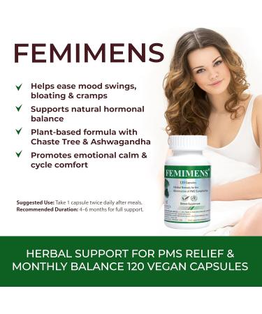 FEMIMENS Ananta Medicare Herbal Remedy for PMS Relief - 120 Capsules | Dietary Supplement for Women's Health - Buy Online on GoSupps.com
